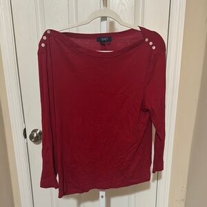 Chaps red long sleeve cuffed blouse
